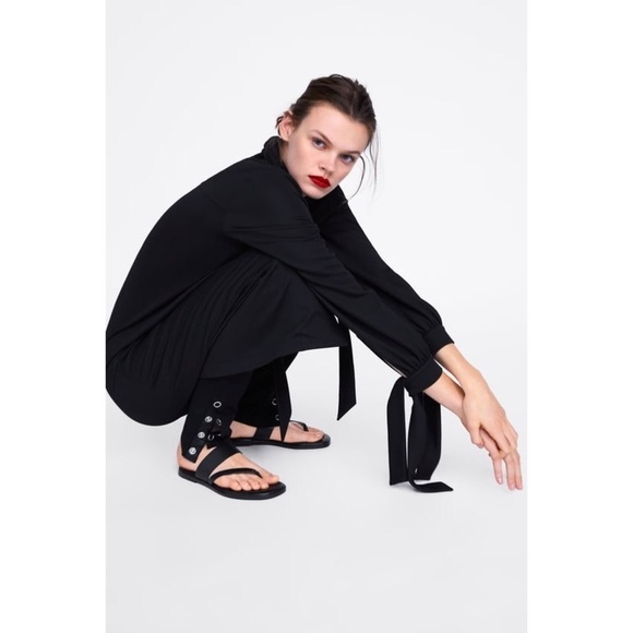 [Zara] Classic Black Wrap Duster Jacket - Picture 9 of 11